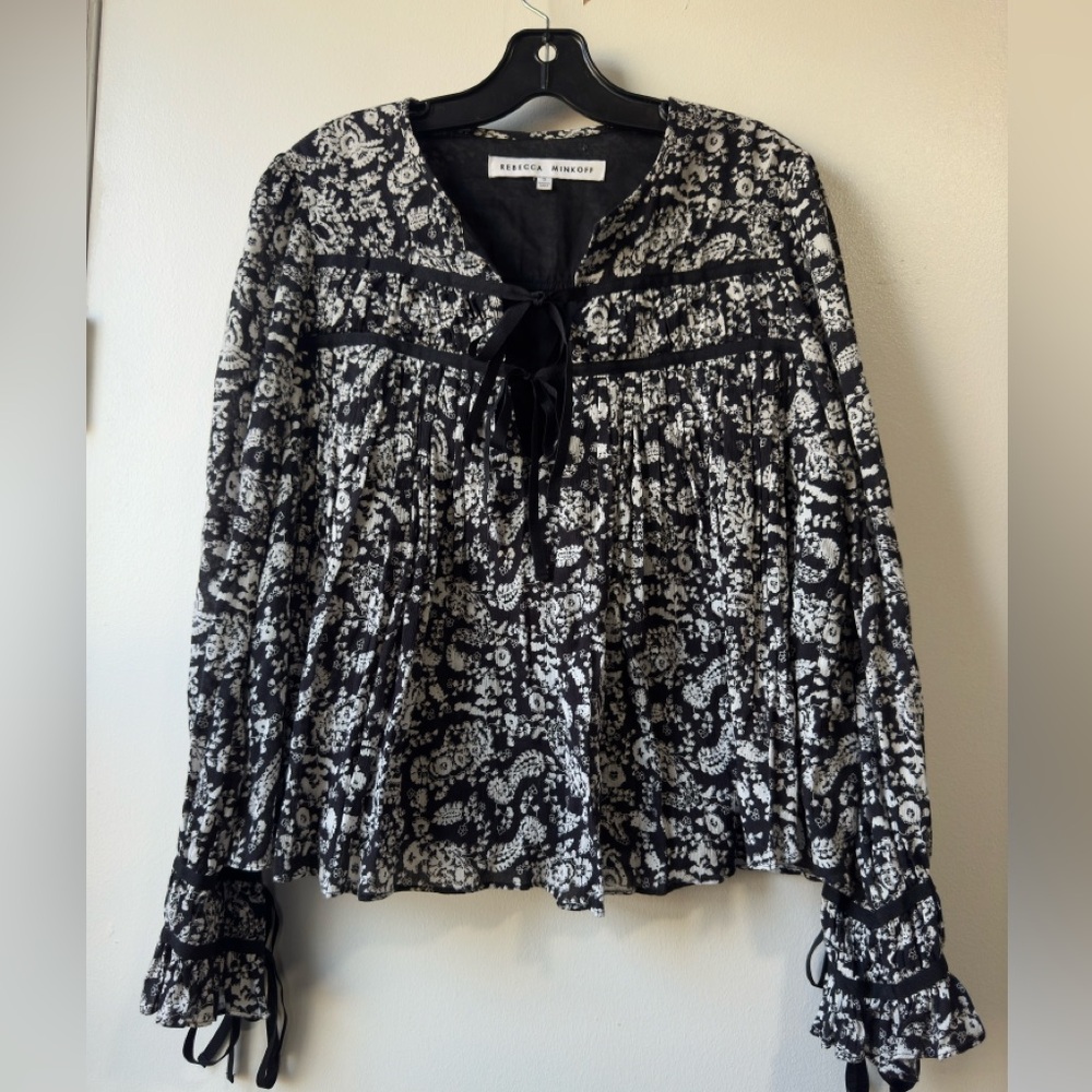 Rebecca Minkoff Women’s Black and White Floral Crop Top Sz S
